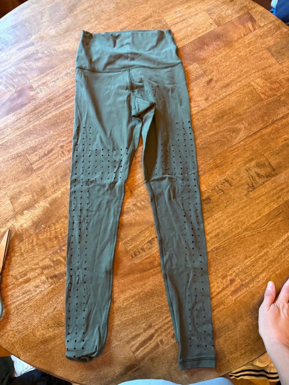 Glyder Olive Green High-Waist Laser-Cut Leggings